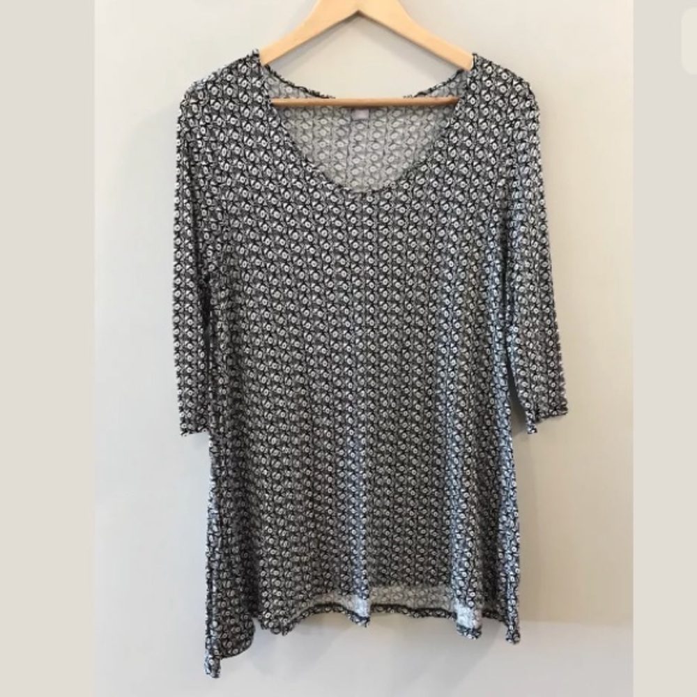 J Jill Black White Flowy Blouse Top Shirt Small Petite